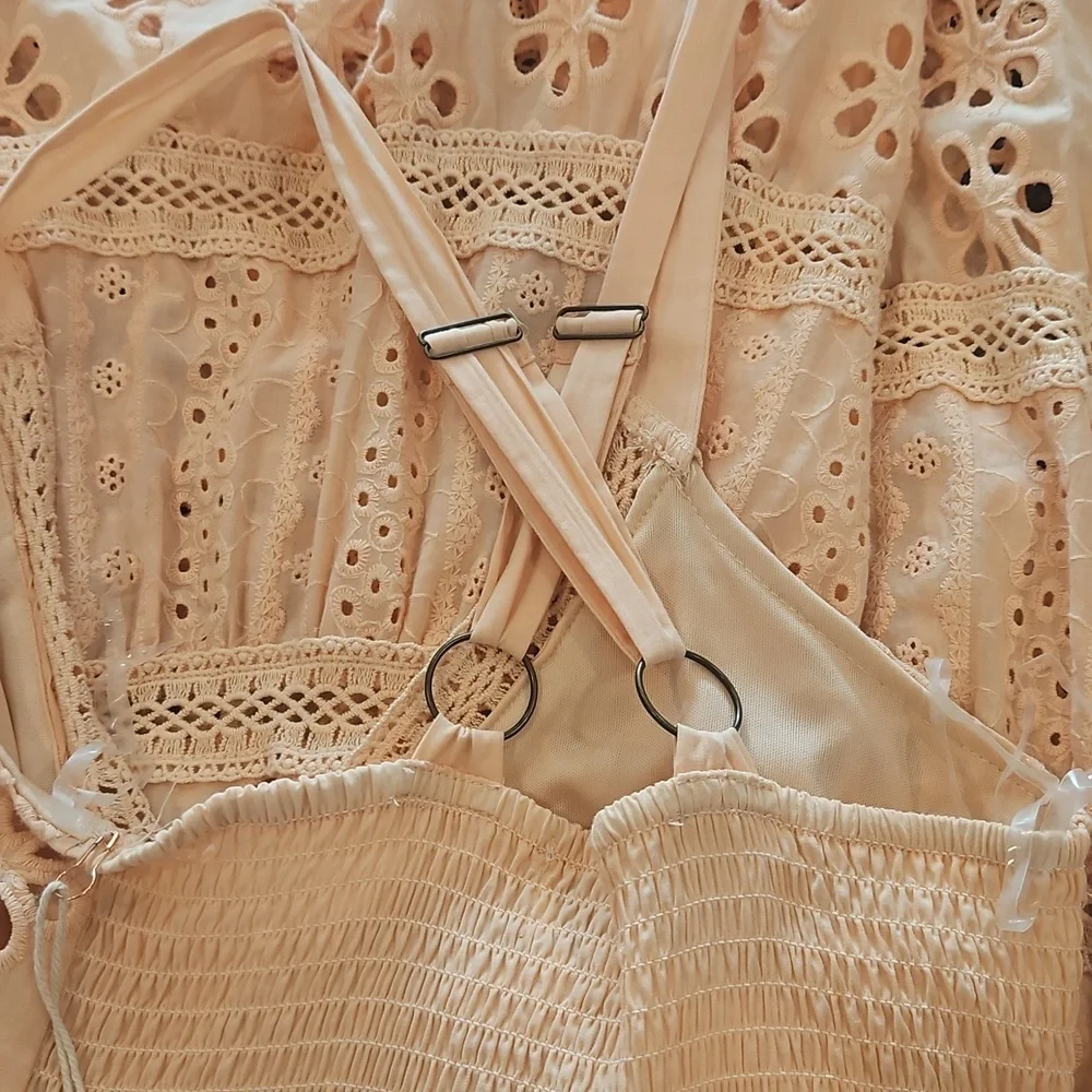 A Collective Story Peach Eyelet Maxi Dress XS | 100% Cotton | New With Tags - Picture 9 of 9